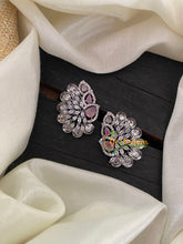 Pastel Pink White Tone American Diamond Stud -G6651